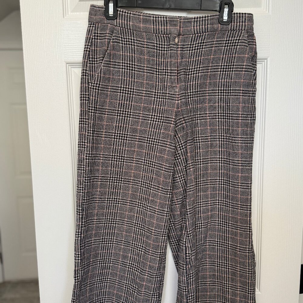 LOFT wide leg crop plaid pants